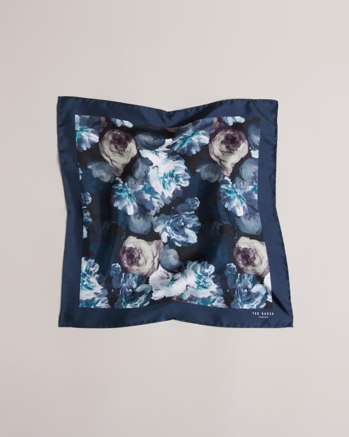 Pochettes De Costume Ted Baker Painted Floral Silk Pocket Square Turquoise Bleu Homme | QZI-17247803